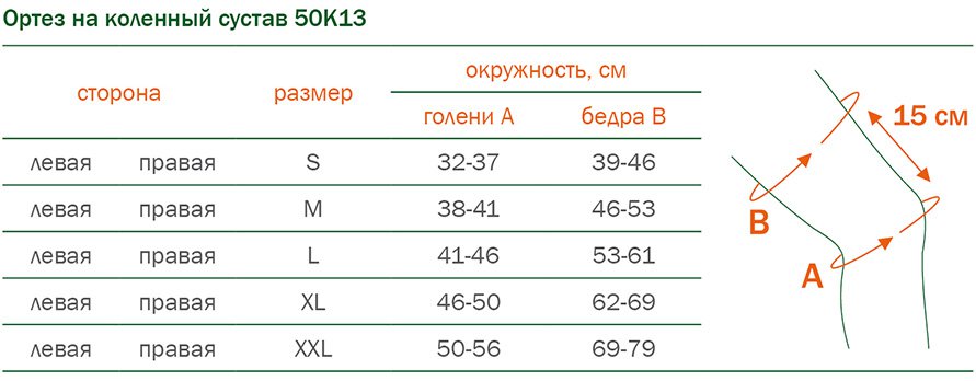 Подбор размера ортезов на колено Genu Arexa 50K13