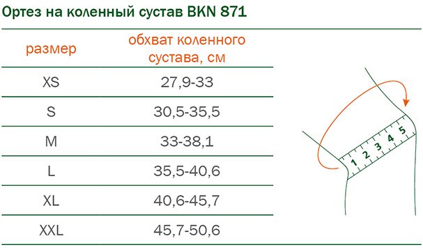 Подбор размера ортеза на коленный сустав ORTO BKN 871