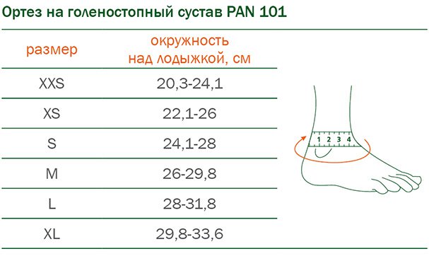 Подбор размера ортеза ORTO PAN 101